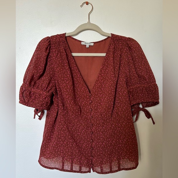 Madewell Tops - Madewell Floral Blouse with Bow-Tie Sleeve